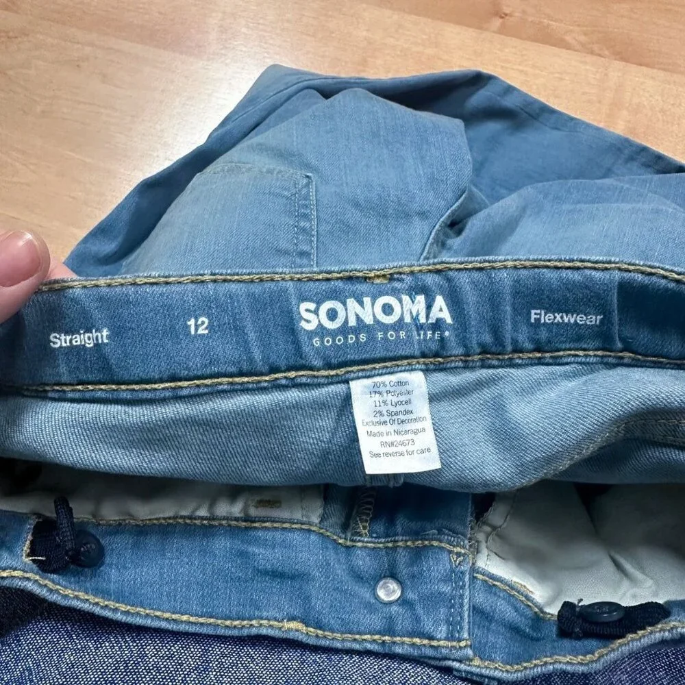 Sonoma Boys Medium Wash Straight Leg Flexwear Jeans Size 12